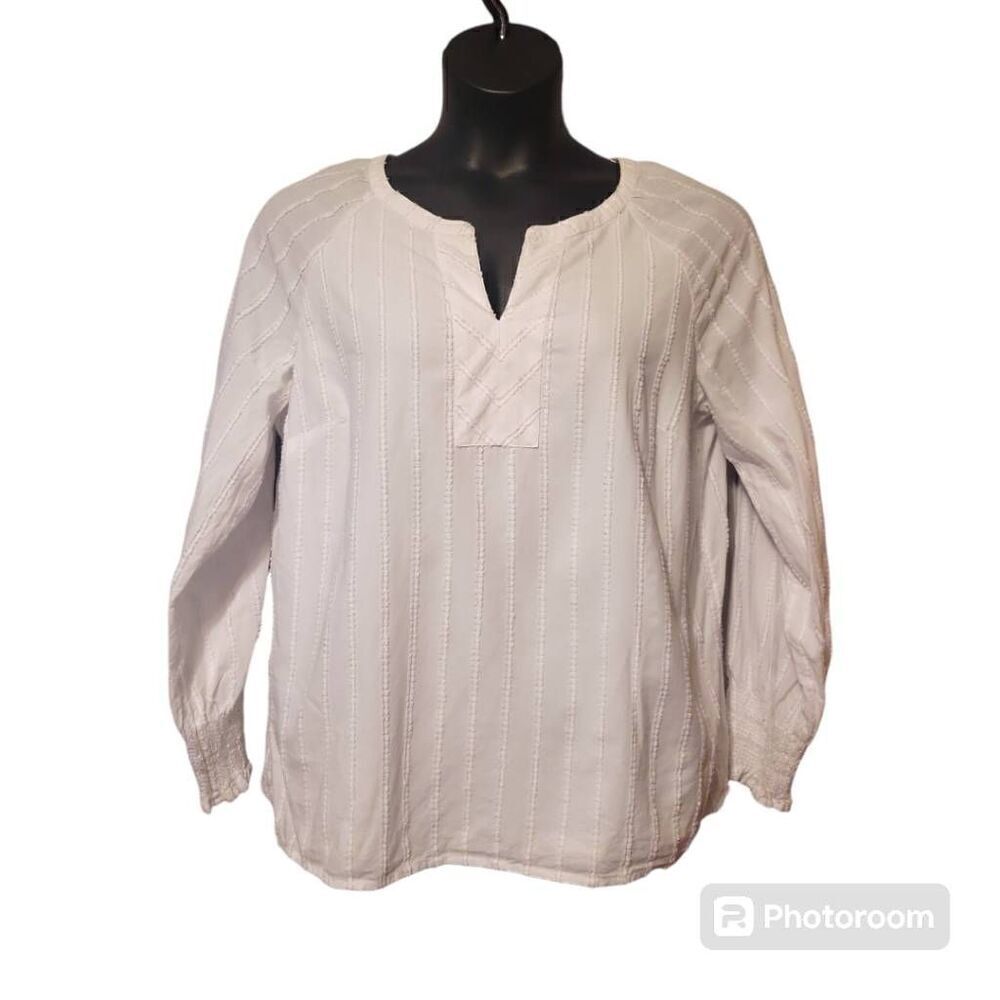 Talbots White Long Sleeve Women's Blouse Size Large